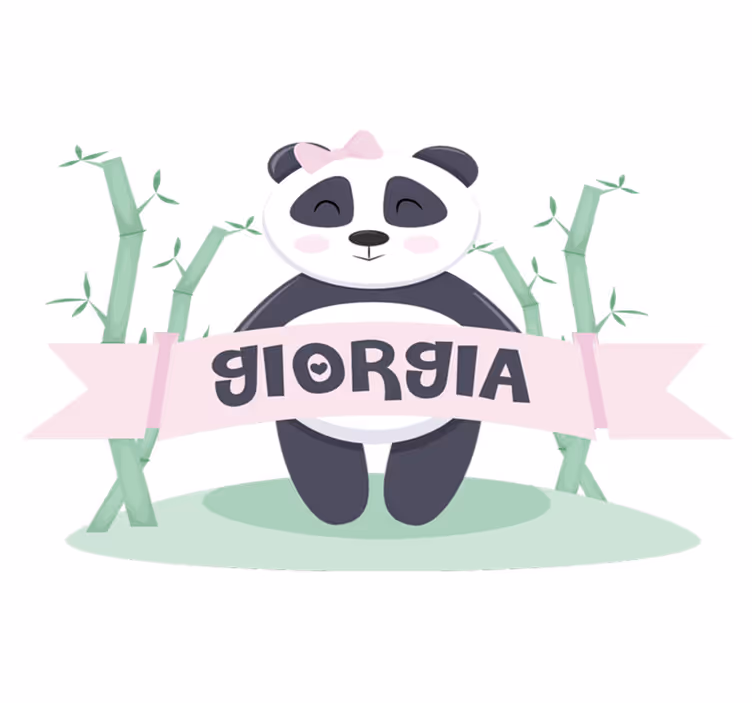 Dieren vinyl tapijt baby panda meisje met naam - TenStickers
