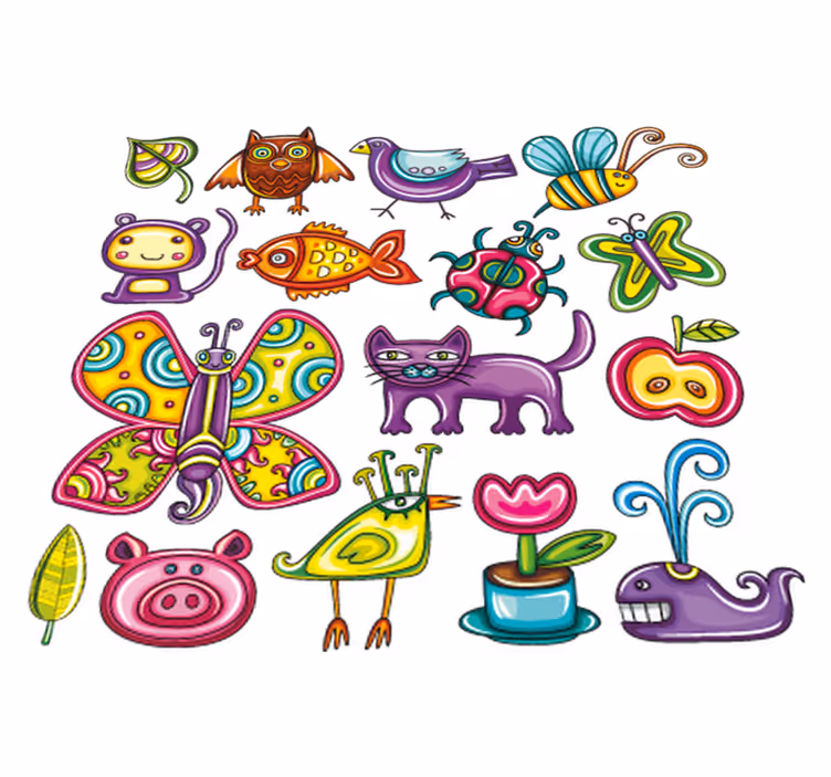 Dieren vinyl tapijt kleurrijke stijl - TenStickers