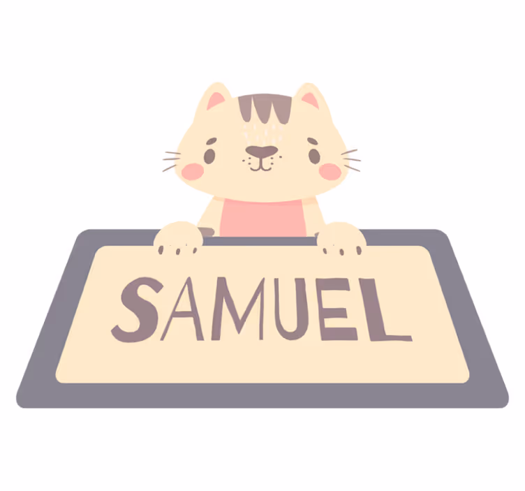 Dieren vinyl tapijt kattenlabel met naam - TenStickers