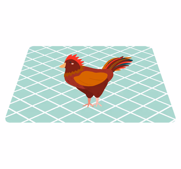 Dieren vinyl tapijt rode haan zijaanzicht - TenStickers