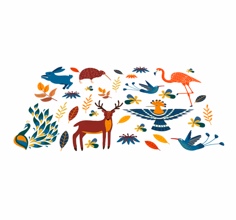 Dieren vinyl tapijt met kleurrijke dierenpatronen - TenStickers