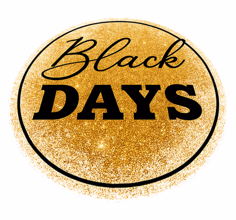 Black friday vinyl tapijt wit en gouden "zwarte dagen" - TenStickers