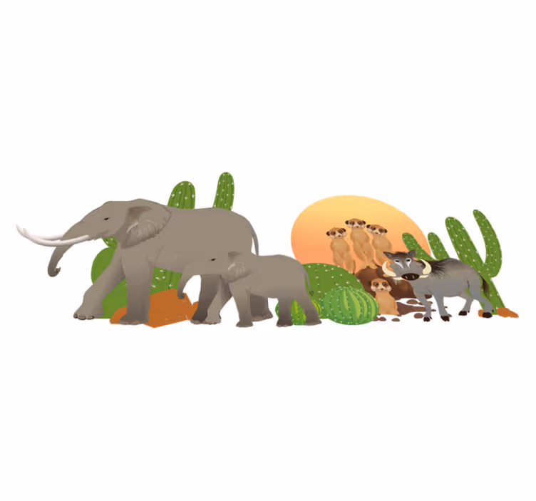 Dieren vinyl tapijt safari dieren scène - TenStickers