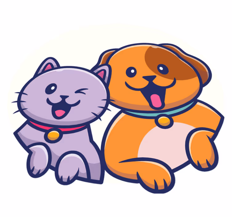 Dieren vinyl tapijt speelse kat hond - TenStickers