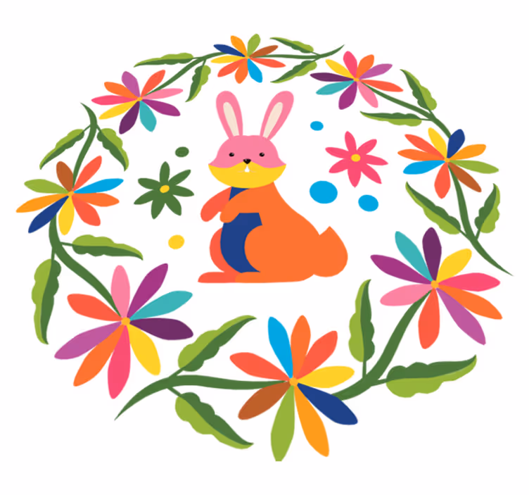 Dieren vinyl tapijt kleurrijk konijnenontwerp - TenStickers