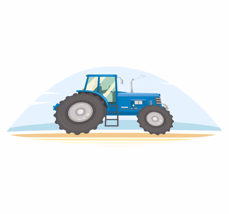 Dieren vinyl tapijt blauwe tractor illustratie - TenStickers