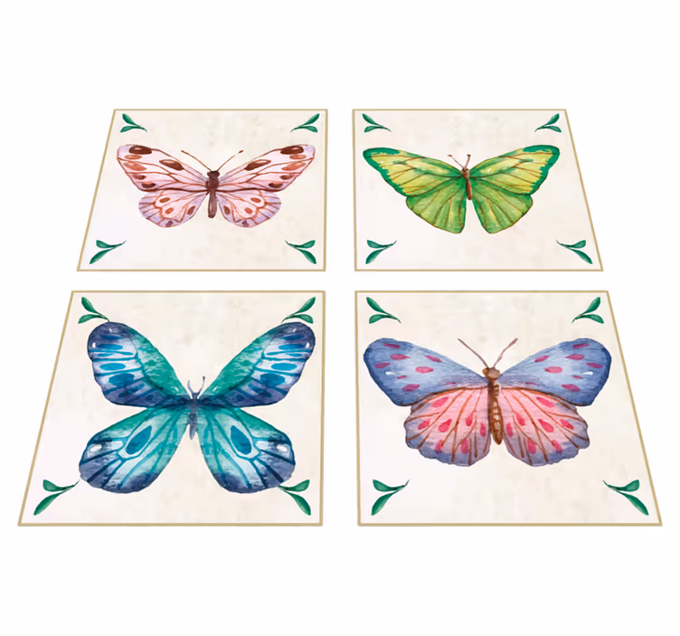 Dieren vinyl tapijt met levendige vlinder ontwerpen - TenStickers