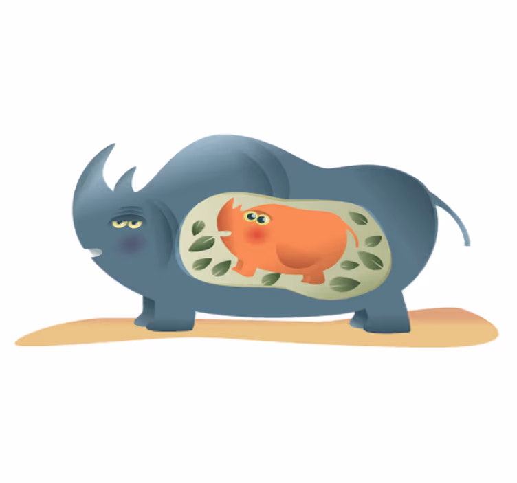 Dieren vinyl tapijt zwangere neushoorn moeder - TenStickers