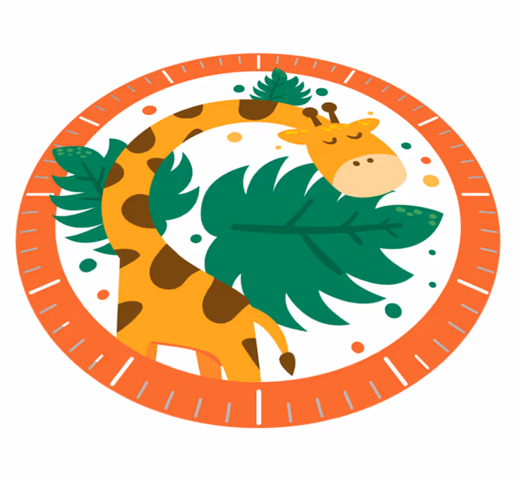 Dieren vinyl tapijt kinderklok met giraffe - TenStickers