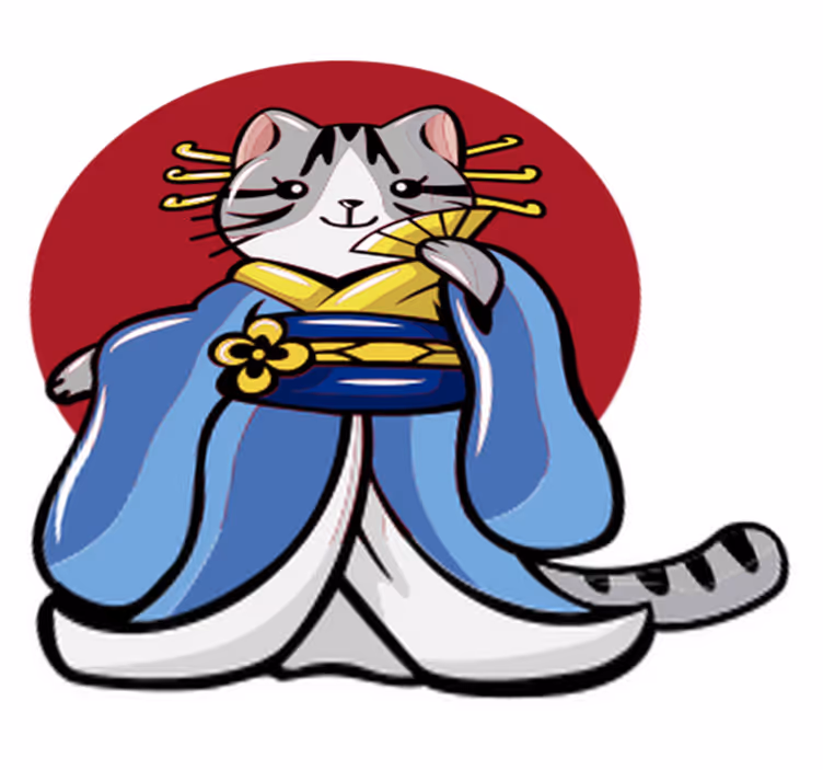 Dieren vinyl tapijt japanse decoratieve kat - TenStickers