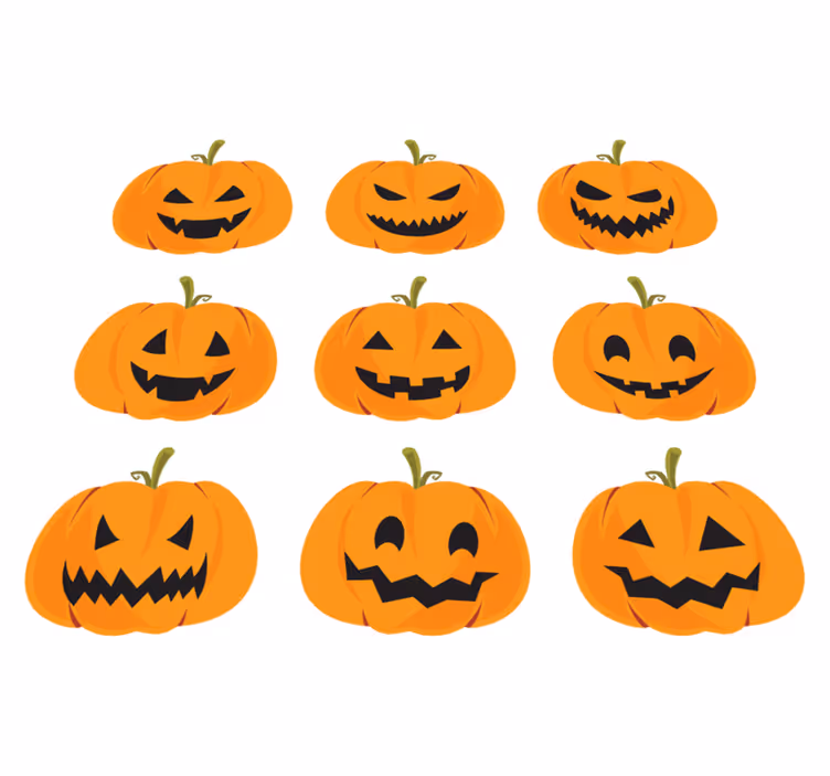 Vinyl tapijt halloween pompoenset - TenStickers