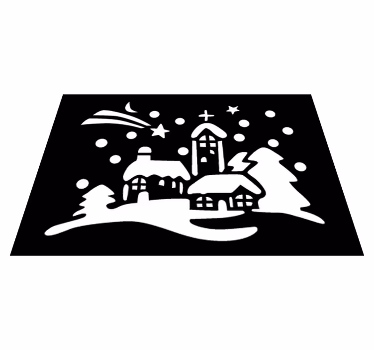 Vinyl tapijt kerstmis zwart-witte stad - TenStickers