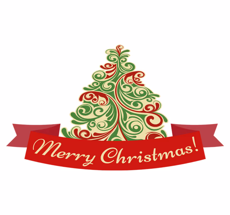 Vinyl tapijt kerstmis klassieke boom met boodschap - TenStickers