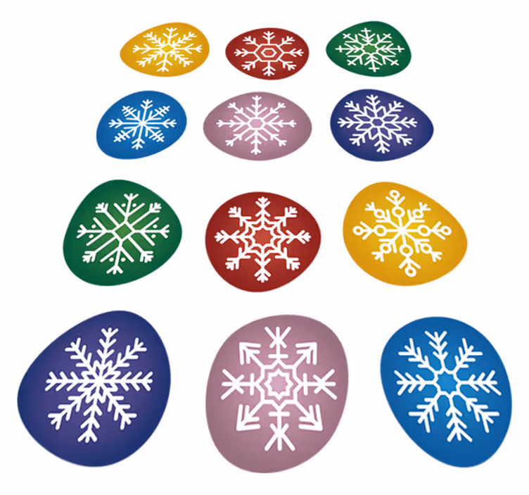 Vinyl tapijt kerstmis gekleurde sneeuwvlokken - TenStickers