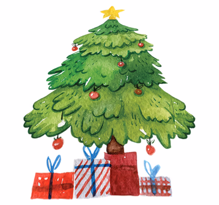 Vinyl tapijt kerstmis boom met cadeaus - TenStickers