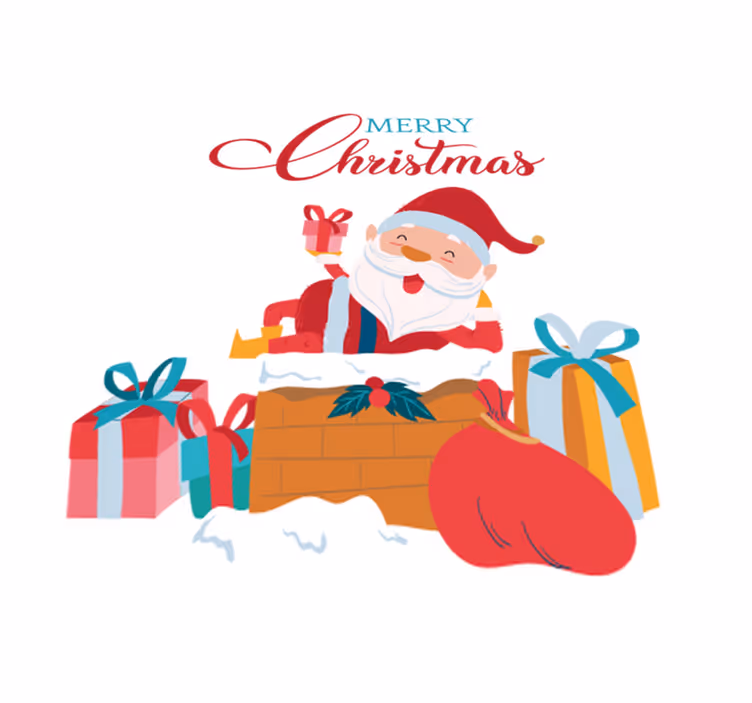 Vinyl tapijt kerstmis met een vrolijke kerst met de kerstman - TenStickers