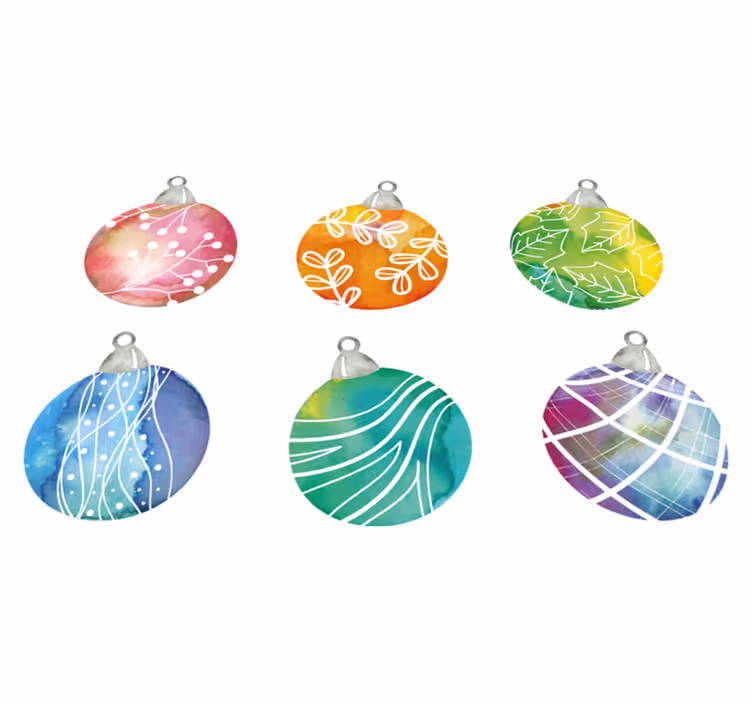 Vinyl tapijt kerstmis aquarel kerstballen - TenStickers