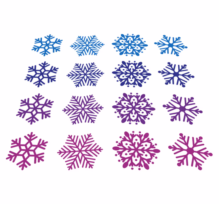 Vinyl tapijt kerstmis paarse en blauwe sneeuwvlokken - TenStickers