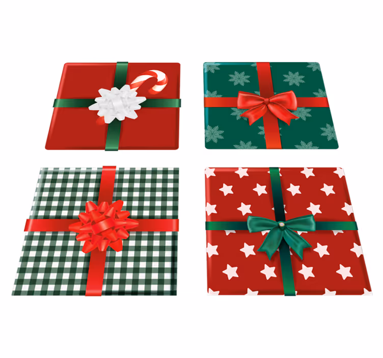 Vinyl tapijt kerstmis cadeau dozen pakket tegels - TenStickers