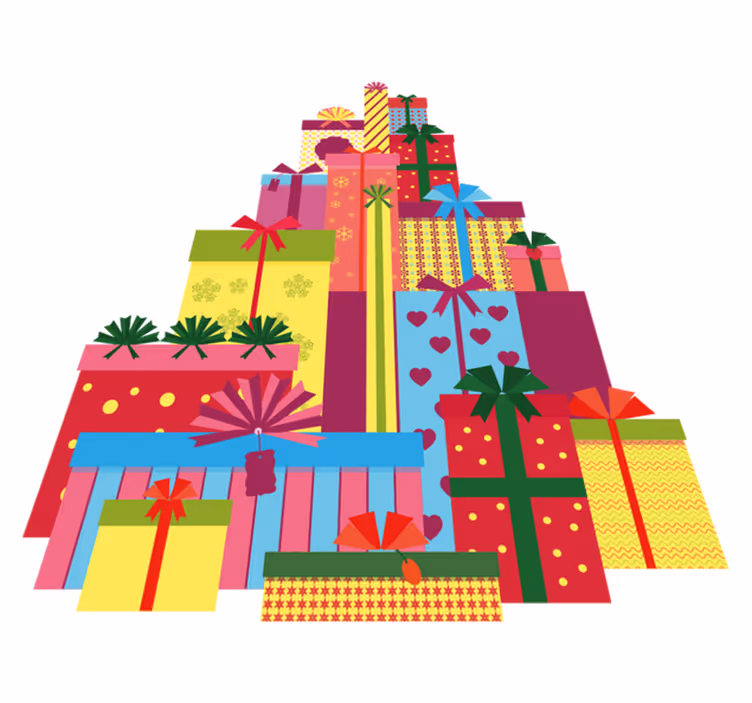 Vinyl tapijt kerstmis grote stapel cadeaus - TenStickers