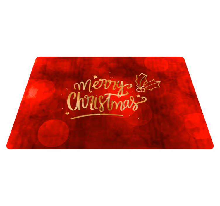 Vinyl tapijt kerstmis merry christmas in rood laptop - TenStickers