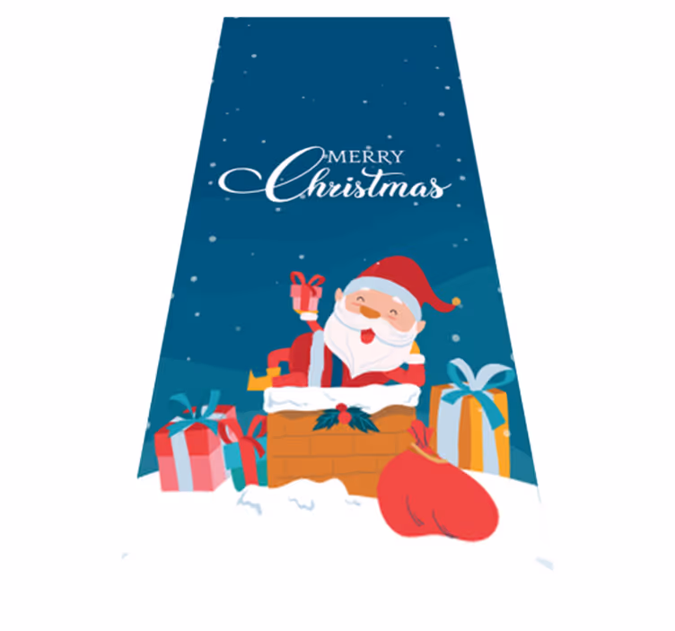 Vinyl tapijt kerstmis vrolijk met de kerstman - TenStickers