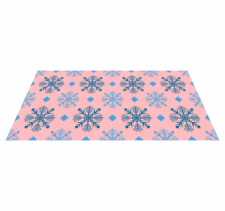 Vinyl tapijt kerstmis roze en blauwe sneeuwvlokken - TenStickers