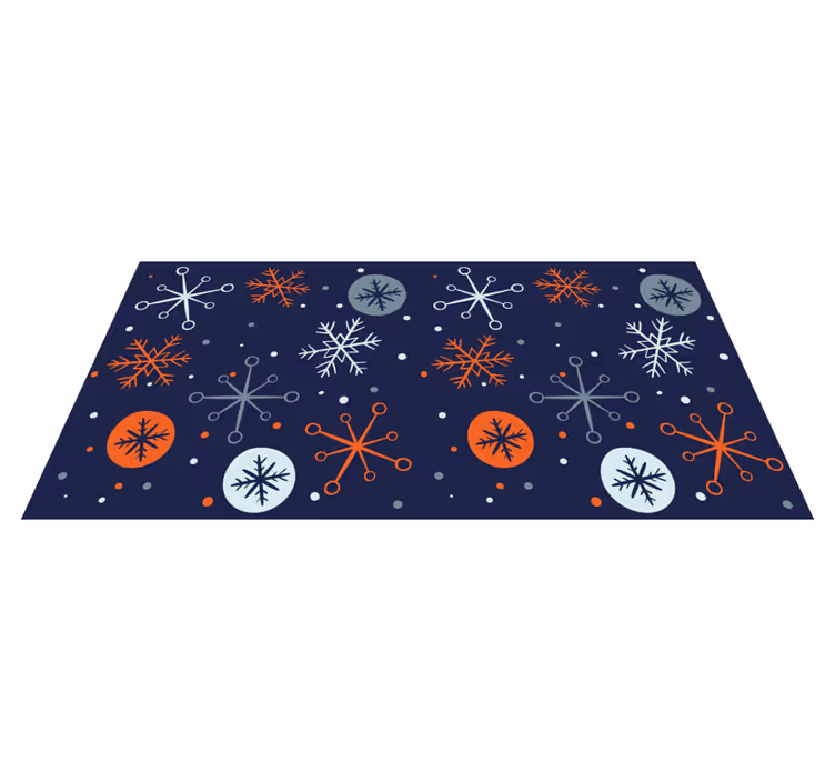 Vinyl tapijt kerstmis blauwe en oranje sneeuwvlokken - TenStickers