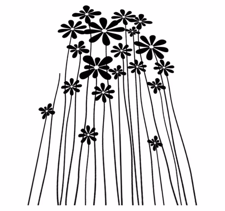 Vinyl tapijt bloemen en planten grote zwarte bloemen - TenStickers