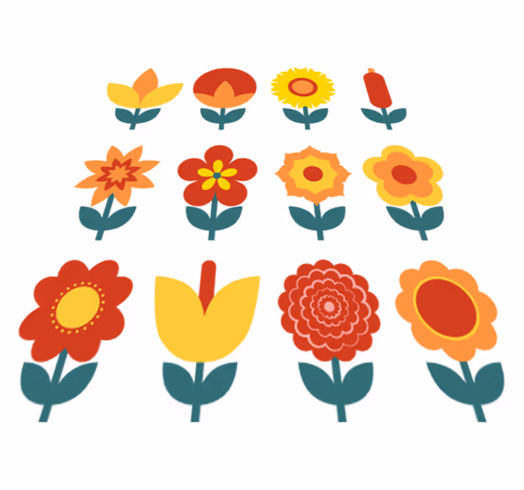 Vinyl tapijt bloemen en planten zomerbloemen collectie - TenStickers