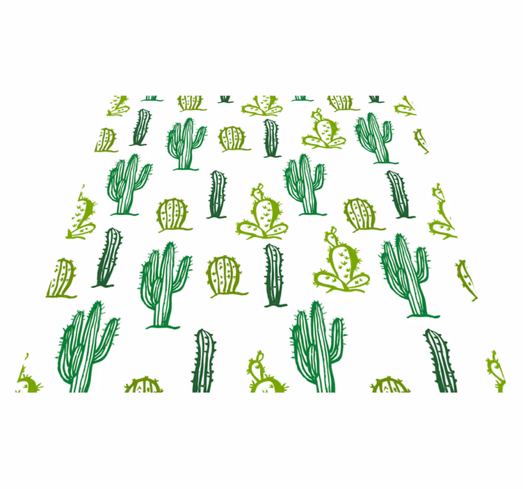 Vinyl tapijt bloemen en planten groene cactusstijl - TenStickers