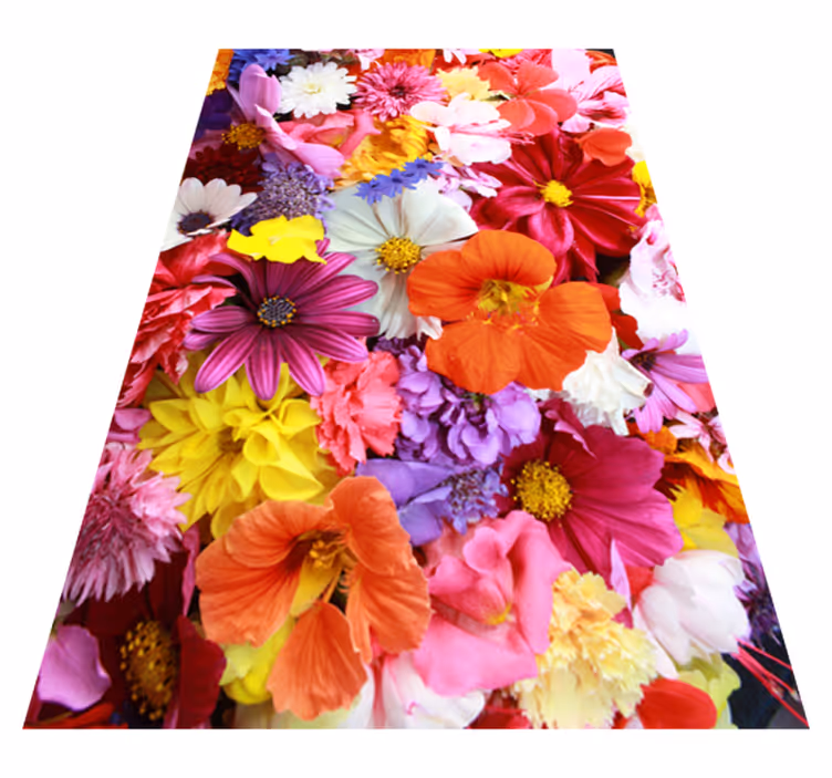 Vinyl tapijt bloemen en planten kleurrijke bloemen - TenStickers
