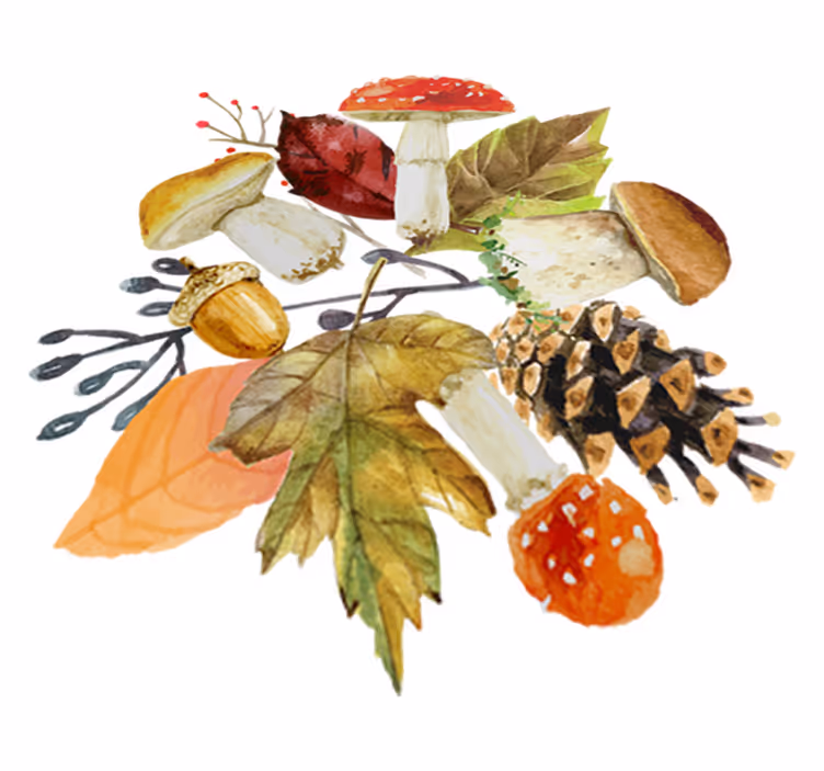 Vinyl tapijt bloemen en planten herfst elementen - TenStickers