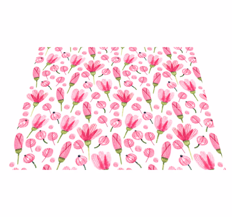 Vinyl tapijt bloemen en planten roze aquarel bloemen - TenStickers