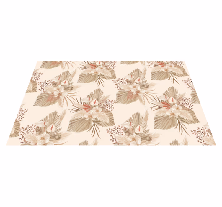 Vinyl tapijt bloemen en planten beige gedroogde bloemen - TenStickers