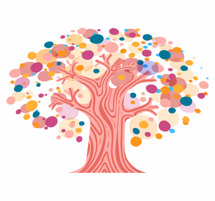 Vinyl tapijt bloemen en planten kleurrijke boom silhouet - TenStickers