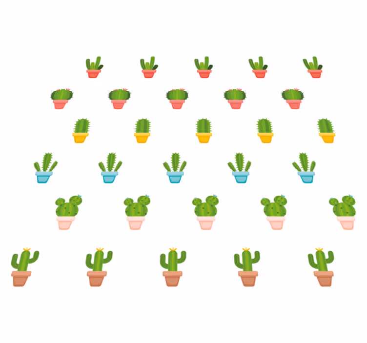Vinyl tapijt bloemen en planten cactussen patroon - TenStickers