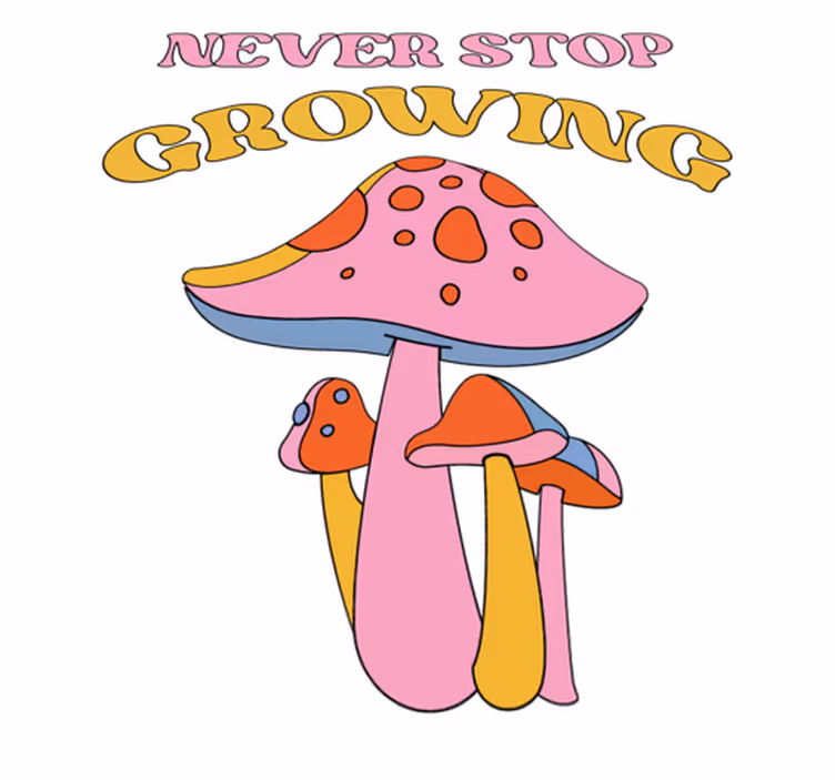 Vinyl tapijt bloemen en planten speelse paddenstoelen groei - TenStickers