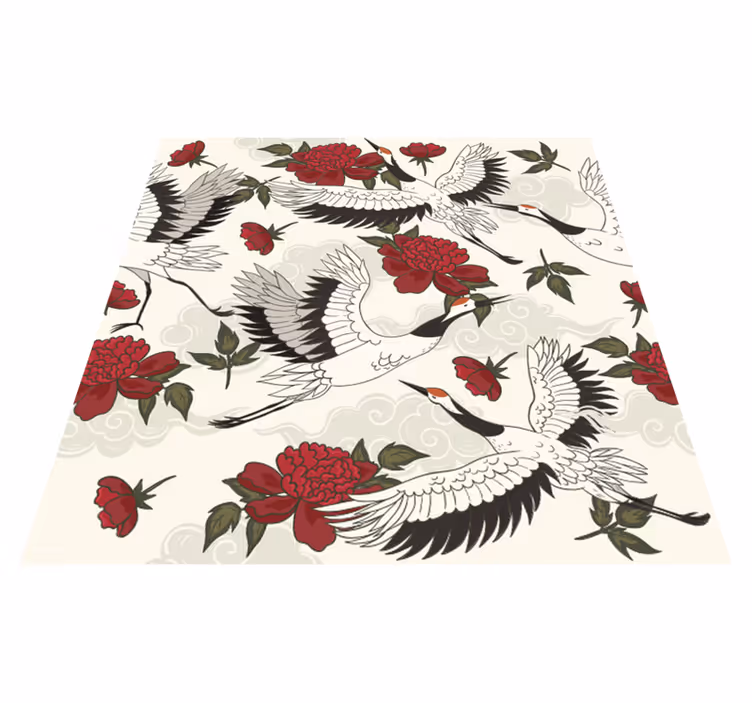 Vinyl tapijt bloemen en planten aardse tinten - TenStickers
