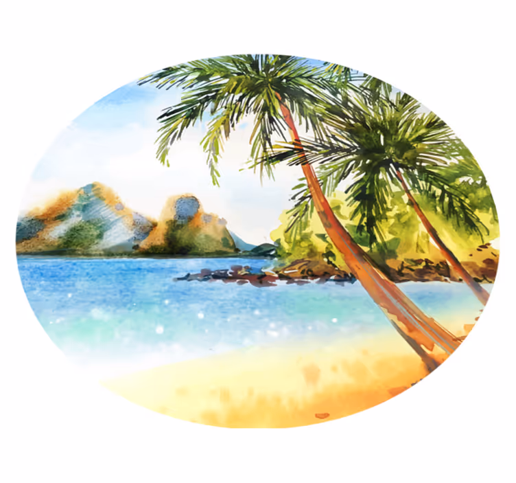 Vinyl tapijt bloemen en planten aquarel palmen - TenStickers