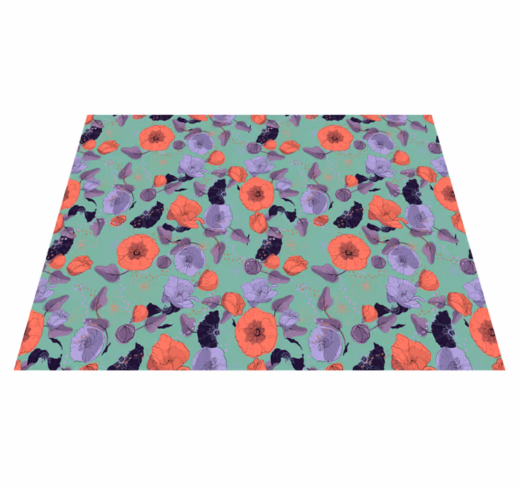 Vinyl tapijt bloemen en planten elegante klaprozen - TenStickers