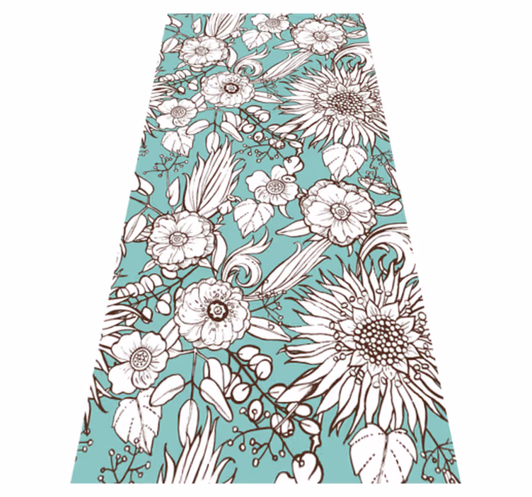 Vinyl tapijt bloemen en planten zonnebloemen patroon - TenStickers