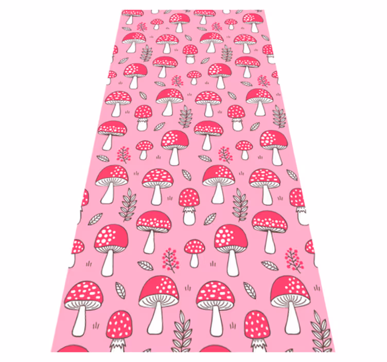 Vinyl tapijt bloemen en planten klassieke roze paddenstoelen - TenStickers