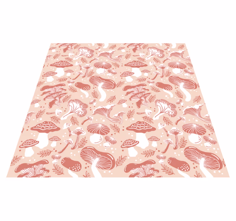 Vinyl tapijt bloemen en planten boschampignons - TenStickers