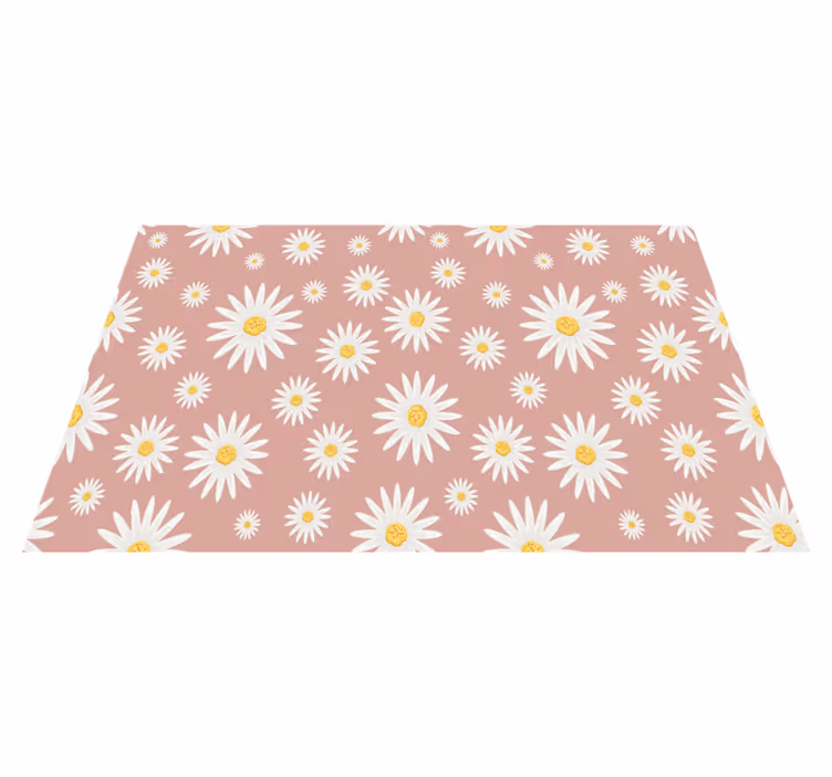 Vinyl tapijt bloemen en planten schattig roze madeliefje - TenStickers