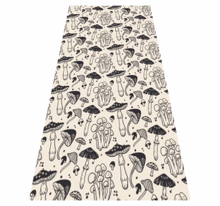 Vinyl tapijt bloemen en planten met paddenstoelen patroon - TenStickers