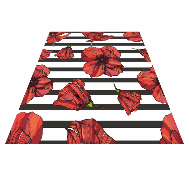 Vinyl tapijt bloemen en planten poolse klaprozen - TenStickers