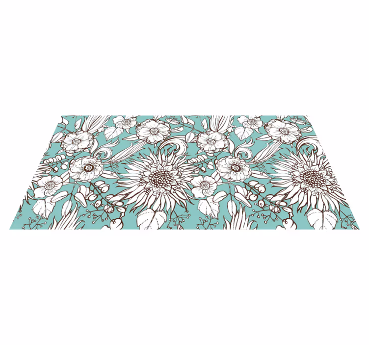 Vinyl tapijt bloemen en planten zonnebloem patroon - TenStickers