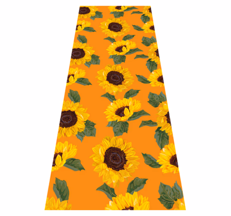 Vinyl tapijt bloemen en planten oranje zonnebloem - TenStickers