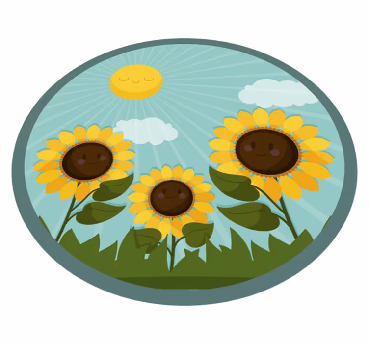 Vinyl tapijt bloemen en planten bloemen in de zon - TenStickers